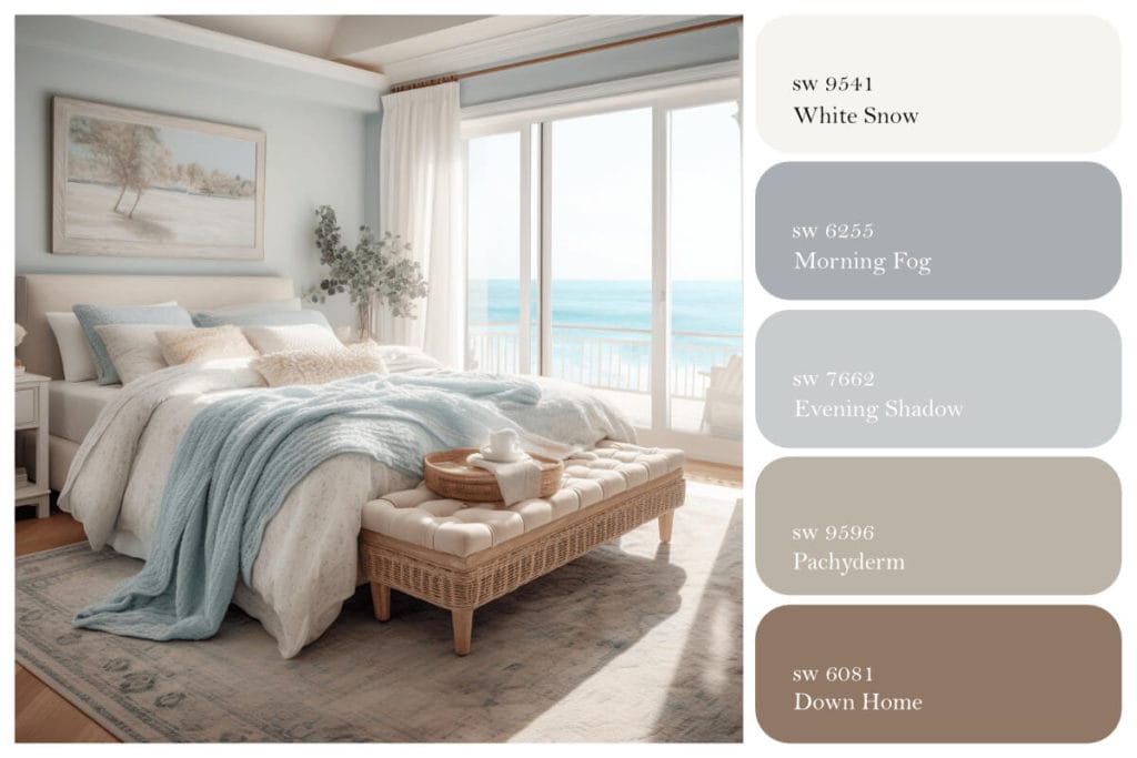 bedroom color schemes white walls