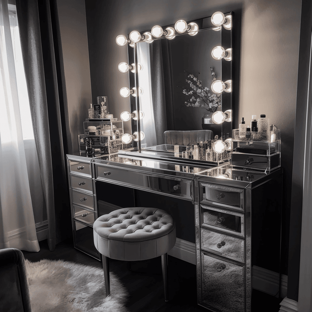 glam makeup room ideas bedroom