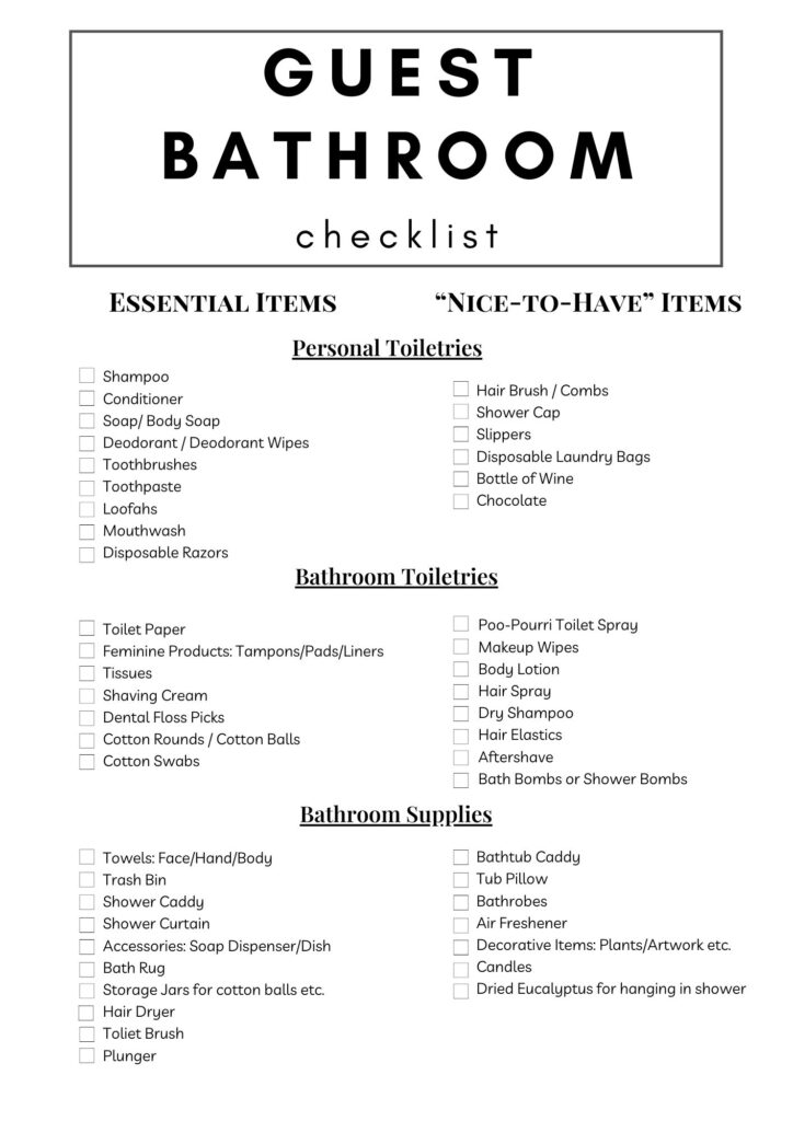 guest bathroom checklist