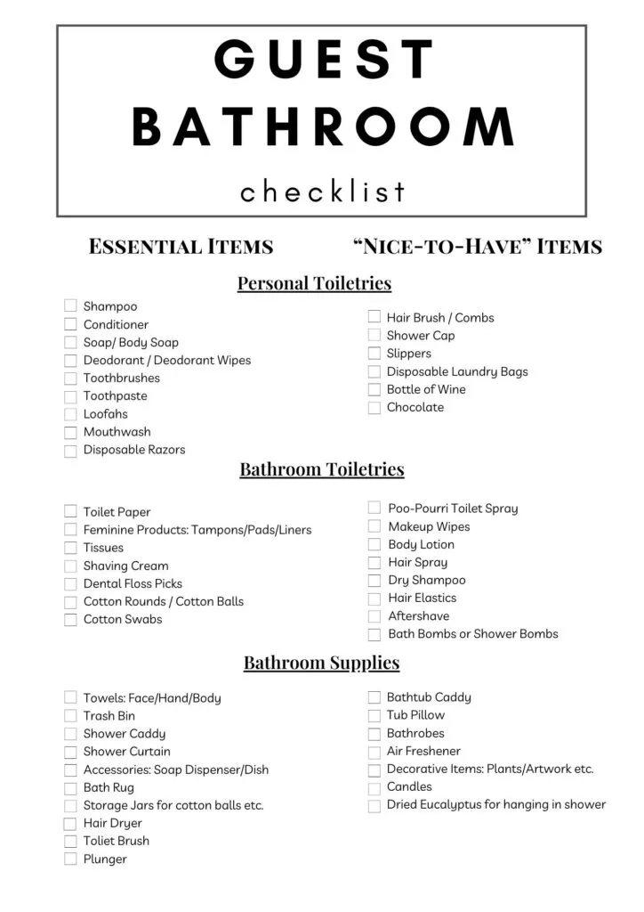 guest bathroom toiletries ideas guest bathroom checklist