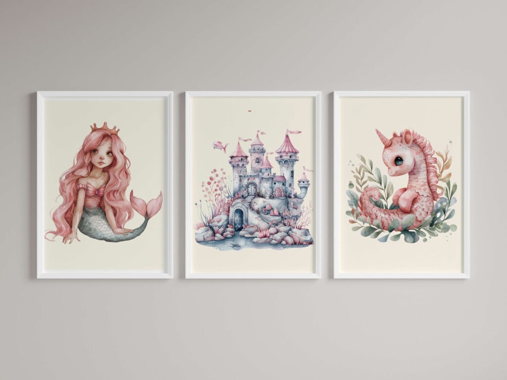 free printable mermaid wall art PDF