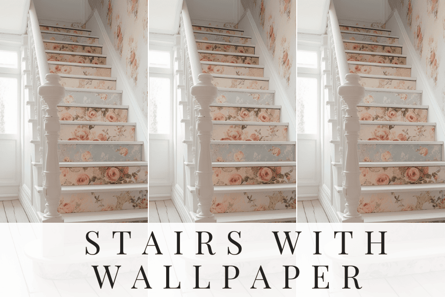 stairs with wallpaper