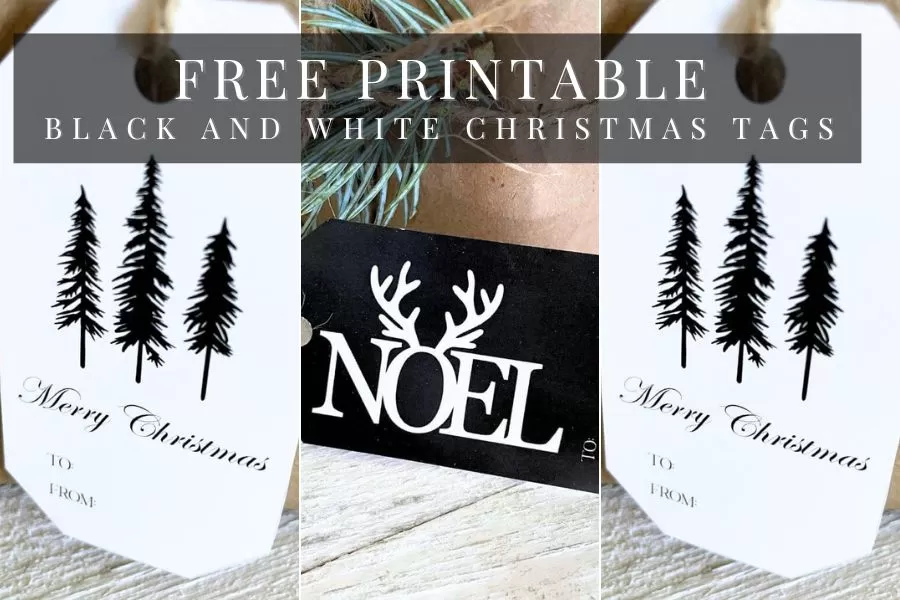 free printable black and white christmas tags