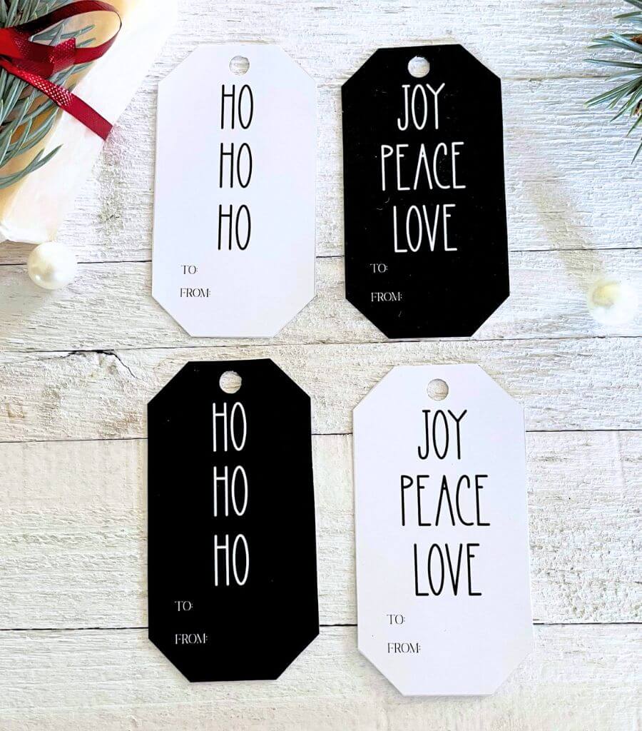 printable black and white christmas tags