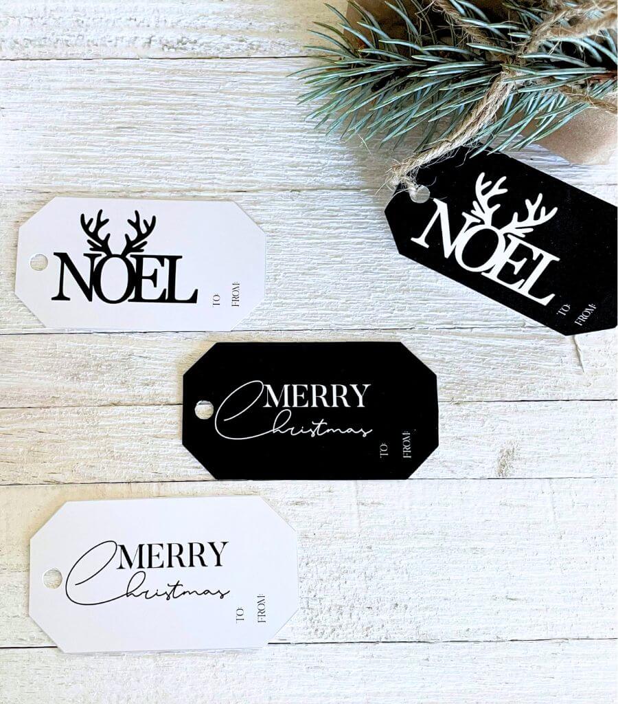 simple printable christmas tags black and white